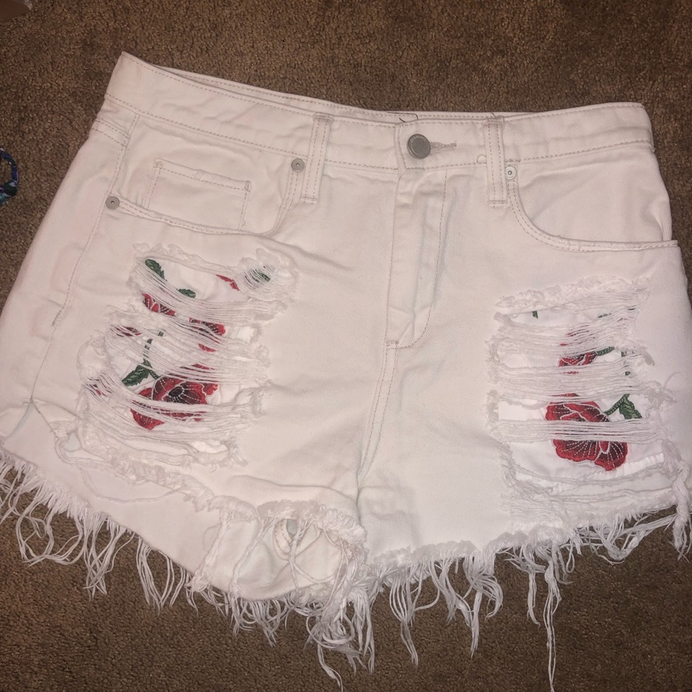 Blank NYC white with rose jean shorts